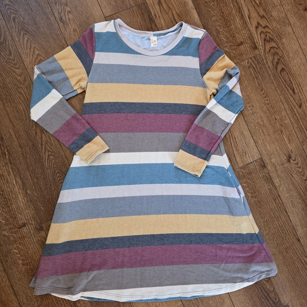 7th Ray Multicolor Striped Long Sleeve Dress